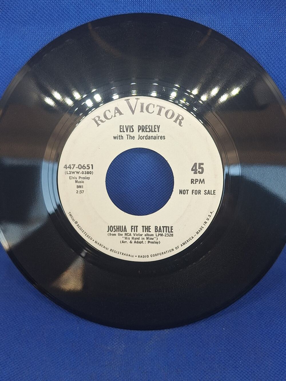 Elvis Presley Joshua Fit The Battle Known Only To Him Promo 45 RCA Victor NM